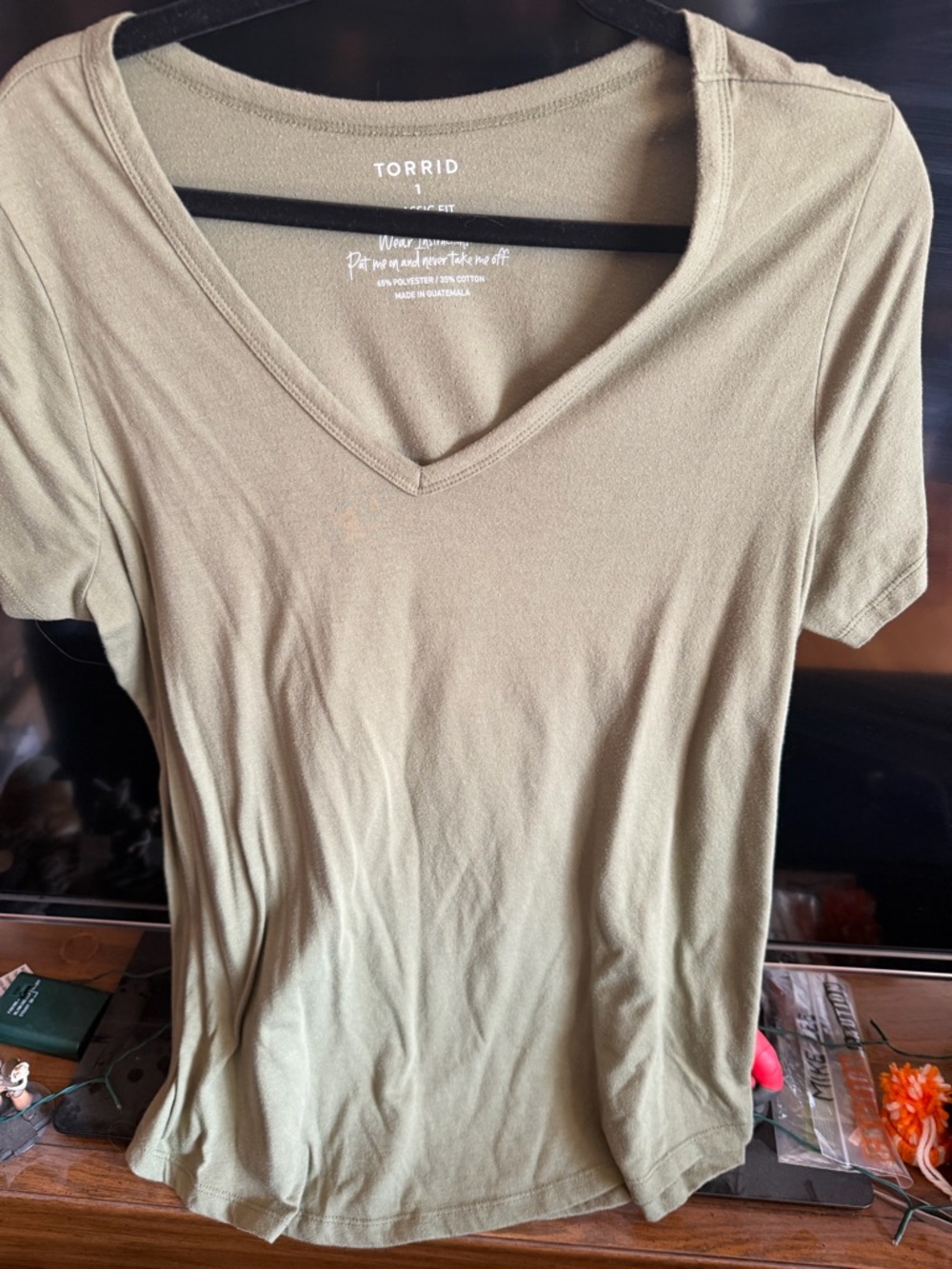 torrid Olive V-Neck Short Sleeve Tee